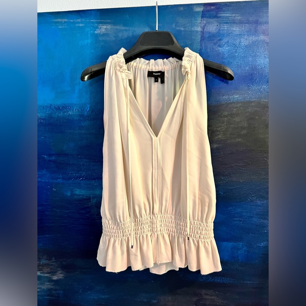 Theory Ivory Silk Dessie Blouse - Picture 2 of 4